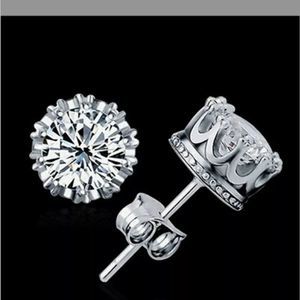 Crown Stud Earrings Sterling Silver and CZ